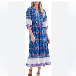 HATLEY hatley celine maxi dress in diamond shibori Sz M Vacay Beachy Party